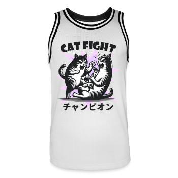 Cat Fight Japanese Funny animals - Men's Basketball Jersey - white/black - Front - AI Model Male 185 dark (185cm)