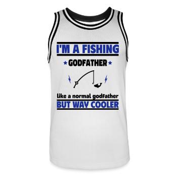Patenonkel Angler: Viel cooler als ein normaler - Männer Basketball-Trikot - Weiß/Schwarz - Vorne - AI Model Male 185 dark (185cm)
