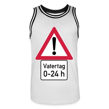 Achtung Gefahr: Vatertag - von 0 bis 24 Uhr - Männer Basketball-Trikot - Weiß/Schwarz - Vorne - AI Model Male 185 dark (185cm)