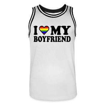 I love my boyfriend - Maillot de basket Homme - blanc/noir - Devant - AI Model Male 185 dark (185cm)