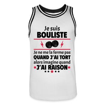 Je suis bouliste, pétanque, fête des pères, noël - Maillot de basket Homme - blanc/noir - Devant - AI Model Male 185 dark (185cm)