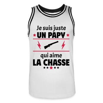 Juste un papy qui aime la chasse, cadeau noël - Maillot de basket Homme - blanc/noir - Devant - AI Model Male 185 dark (185cm)