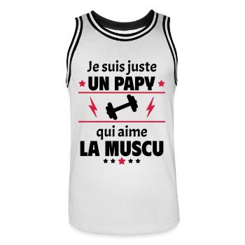 Juste un papy qui aime la muscu, cadeau noël - Maillot de basket Homme - blanc/noir - Devant - AI Model Male 185 dark (185cm)