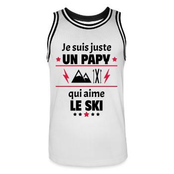 Juste un papy qui aime le ski, cadeau noël - Maillot de basket Homme - blanc/noir - Devant - AI Model Male 185 dark (185cm)