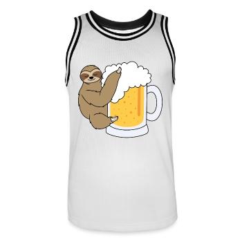 Paresseux avec de la bière - Maillot de basket Homme - blanc/noir - Devant - AI Model Male 185 dark (185cm)