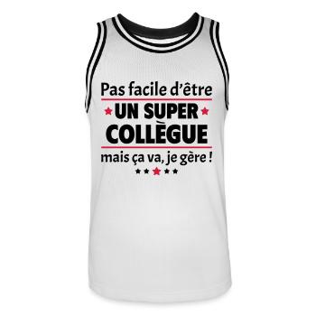 Pas facile d être un super collègue, noël - Maillot de basket Homme - blanc/noir - Devant - AI Model Male 185 dark (185cm)