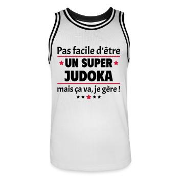 Pas facile d'être un super judoka, judo, noël - Maillot de basket Homme - blanc/noir - Devant - AI Model Male 185 dark (185cm)
