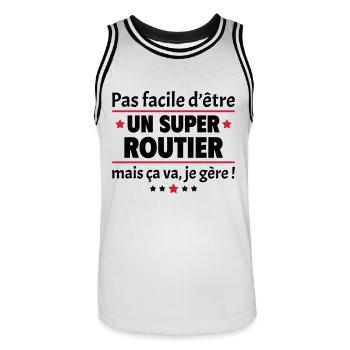 Pas facile d'être un super routier, camionneur - Maillot de basket Homme - blanc/noir - Devant - AI Model Male 185 dark (185cm)