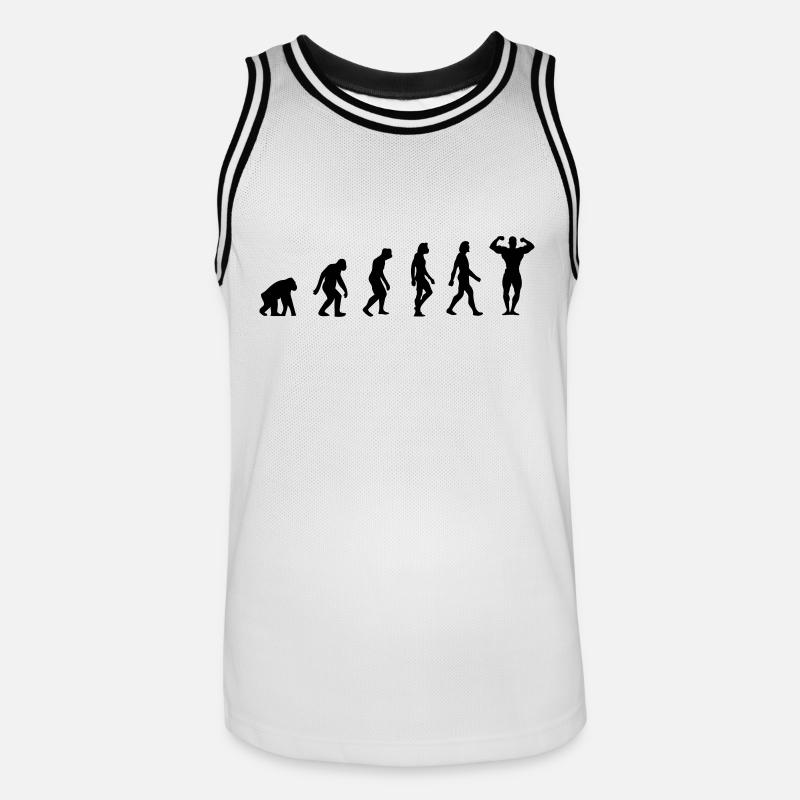 Die Evolution von Bodybuilding - Männer Basketball-Trikot - Weiß/Schwarz