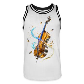 Geige in leuchtenden Spiralen - Männer Basketball-Trikot - Weiß/Schwarz - Vorne - AI Model Male 185 dark (185cm)