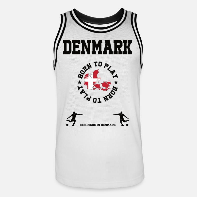Danimarca - Maglia da basket per uomo - bianco/nero
