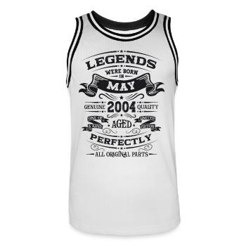 Legende Mai 2004 Jahrgang 2004 Geburtstag 2004 - Männer Basketball-Trikot - Weiß/Schwarz - Vorne - AI Model Male 185 dark (185cm)