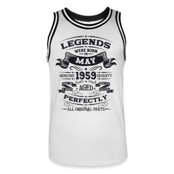 Légende Mai 1959 Millésime 1959 Anniversaire 1959 - Maillot de basket Homme - blanc/noir - Devant - AI Model Male 185 dark (185cm)