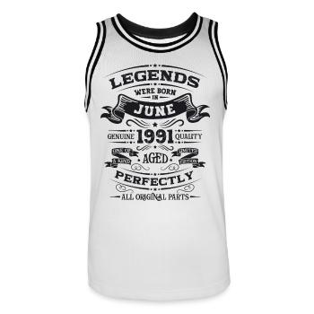 33ème anniversaire Légendaire Juin 1991 Millésime 1991 - Maillot de basket Homme - blanc/noir - Devant - AI Model Male 185 dark (185cm)