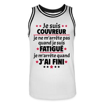Je suis couvreur, fête des pères, idée cadeau - Maillot de basket Homme - blanc/noir - Devant - AI Model Male 185 dark (185cm)