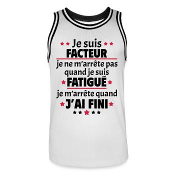 Je suis facteur, fête des pères, idée cadeau - Maillot de basket Homme - blanc/noir - Devant - AI Model Male 185 dark (185cm)