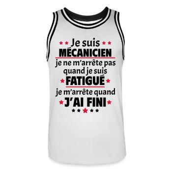 Je suis mécanicien, fête des pères, idée cadeau - Maillot de basket Homme - blanc/noir - Devant - AI Model Male 185 dark (185cm)
