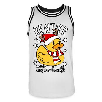 Rentier war ausverkauft - Männer Basketball-Trikot - Weiß/Schwarz - Vorne - AI Model Male 185 dark (185cm)