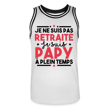 Je ne suis pas retraité je suis papy à plein temps - Maillot de basket Homme - blanc/noir - Devant - AI Model Male 185 dark (185cm)