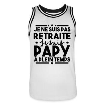 Je ne suis pas retraité je suis papy à plein temps - Maillot de basket Homme - blanc/noir - Devant - AI Model Male 185 dark (185cm)
