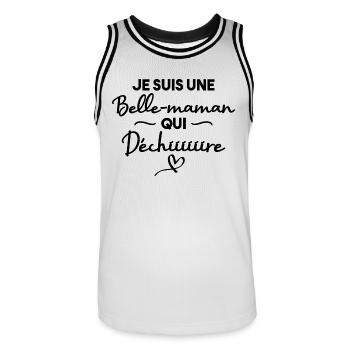 Je suis une belle maman qui déchire - Maillot de basket Homme - blanc/noir - Devant - AI Model Male 185 dark (185cm)