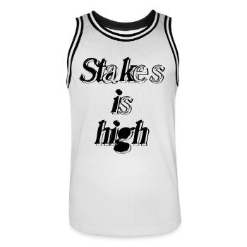 Les enjeux sont élevés graphiques - Maillot de basket Homme - blanc/noir - Devant - AI Model Male 185 dark (185cm)