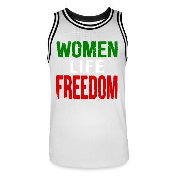 Women life freedom iran - Maillot de basket Homme - blanc/noir - Devant - AI Model Male 185 dark (185cm)