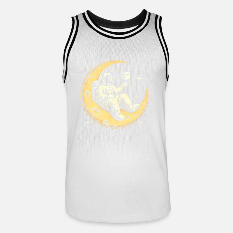 Rilassati astronauta sulla luna crescente - Maglia da basket per uomo - bianco/nero