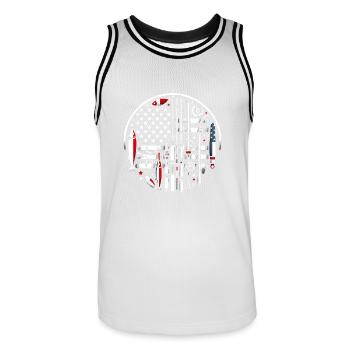 Canne à pêche American Flag Design - Maillot de basket Homme - blanc/noir - Devant - AI Model Male 185 dark (185cm)
