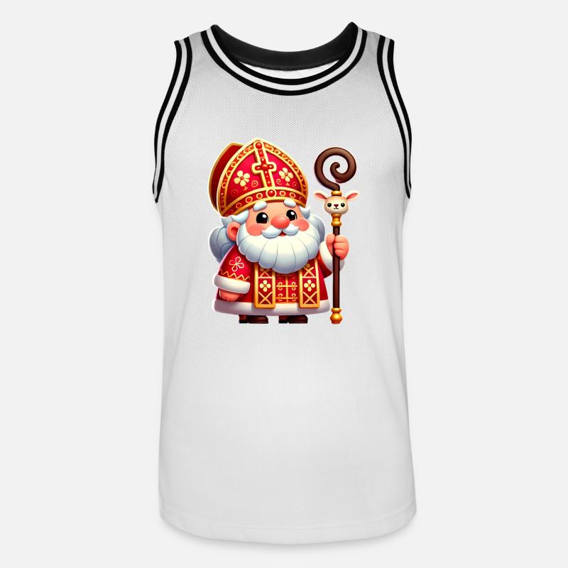 Conception de dessin animé festif de Saint-Nicolas - Maillot de basket Homme - blanc/noir