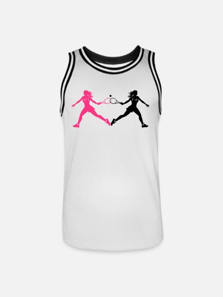 Tennis Player Silhouette - Men's Basketball Jersey - white/black