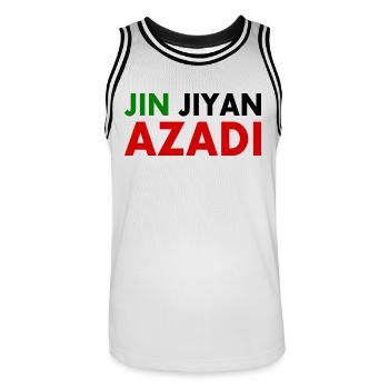Women life freedom iran - Maillot de basket Homme - blanc/noir - Devant - AI Model Male 185 dark (185cm)