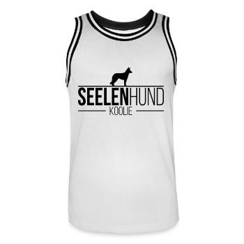 Koolie Seelenhund Hunde Hund Wilsigns - Männer Basketball-Trikot - Weiß/Schwarz - Vorne - AI Model Male 185 dark (185cm)
