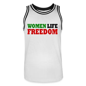 Women life freedom - Maillot de basket Homme - blanc/noir - Devant - AI Model Male 185 dark (185cm)