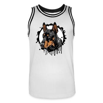 Doberman Dog : Propriétaire de chien - Maillot de basket Homme - blanc/noir - Devant - AI Model Male 185 dark (185cm)