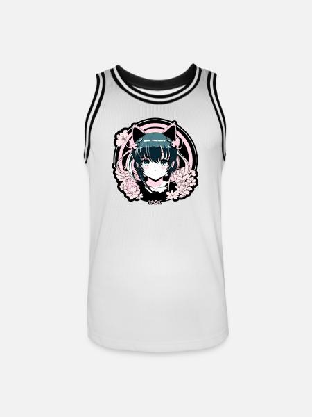 Super süßes Emblem des Anime-Mädchen-Idols - Männer Basketball-Trikot - Weiß/Schwarz