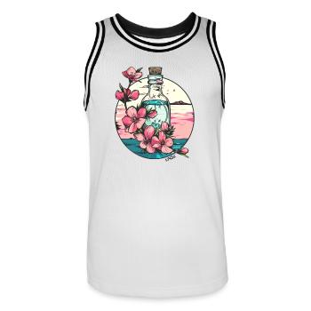 Fleurs roses : une belle nature dans une bouteille - Maillot de basket Homme - blanc/noir - Devant - AI Model Male 185 dark (185cm)