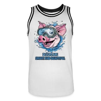 Les plongeurs sont INTELLIGENTS ET BEAUX : Diver Pig - Maillot de basket Homme - blanc/noir - Devant - AI Model Male 185 dark (185cm)