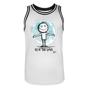 Hide the pain - Men's Basketball Jersey - white/black - Front - AI Model Male 185 dark (185cm)