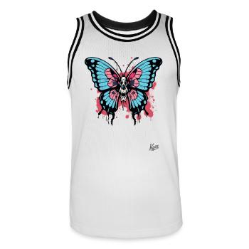 Clown Schmetterling - Männer Basketball-Trikot - Weiß/Schwarz - Vorne - AI Model Male 185 dark (185cm)