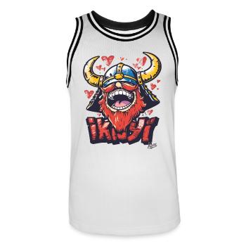 Japonais Funny Viking : un divertissement élégant - Maillot de basket Homme - blanc/noir - Devant - AI Model Male 185 dark (185cm)