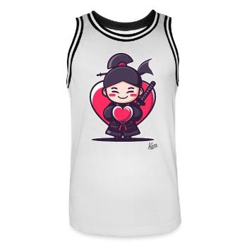 süßer fröhlicher Samurai mit Herz und Liebe - Männer Basketball-Trikot - Weiß/Schwarz - Vorne - AI Model Male 185 dark (185cm)