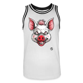 Cochon blanc effrayant psycho horreur - Maillot de basket Homme - blanc/noir - Devant - AI Model Male 185 dark (185cm)