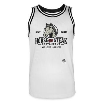 Drôle de design de restaurant « Horse Steak » Satire - Maillot de basket Homme - blanc/noir - Devant - AI Model Male 185 dark (185cm)