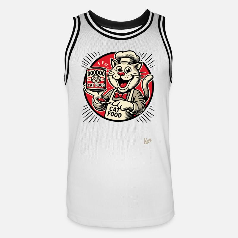 lecker DooDoo Katzenfutter mit Koch-Katze - Männer Basketball-Trikot - Weiß/Schwarz
