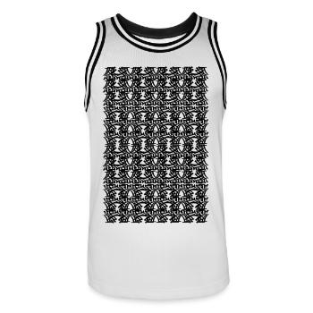 UNI-Struktur - Männer Basketball-Trikot - Weiß/Schwarz - Vorne - AI Model Male 185 dark (185cm)