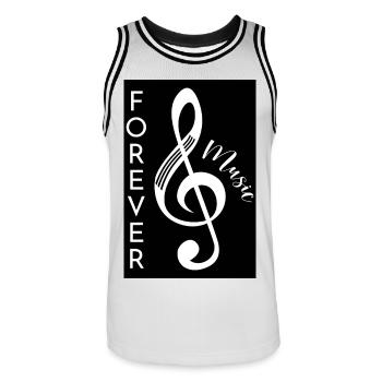 Forever Music Poster - Men's Basketball Jersey - white/black - Front - AI Model Male 185 dark (185cm)