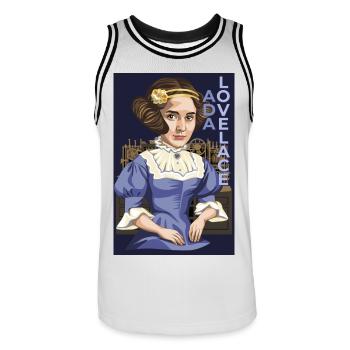 Ada Lovelace - Männer Basketball-Trikot - Weiß/Schwarz - Vorne - AI Model Male 185 dark (185cm)