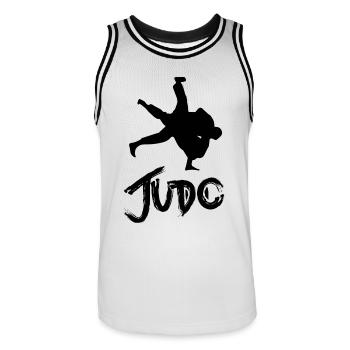 judo - Maillot de basket Homme - blanc/noir - Devant - AI Model Male 185 dark (185cm)