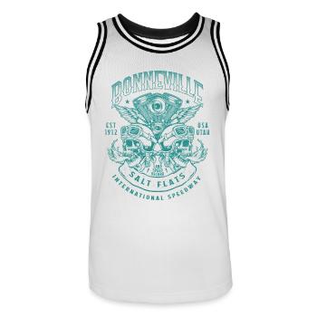 Bonneville Salt Flats Course de moto Vintage - Maillot de basket Homme - blanc/noir - Devant - AI Model Male 185 dark (185cm)